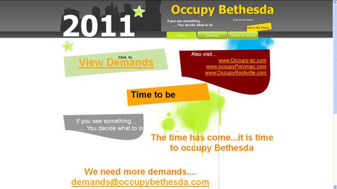 front page for occupybethesda.com